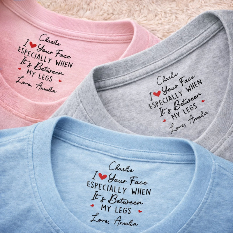 Custom Inside Neck Print T-Shirt - Personalized Anniversary Wedding Gifts For Husband And Wife, Him And Her - Whispered On Neck