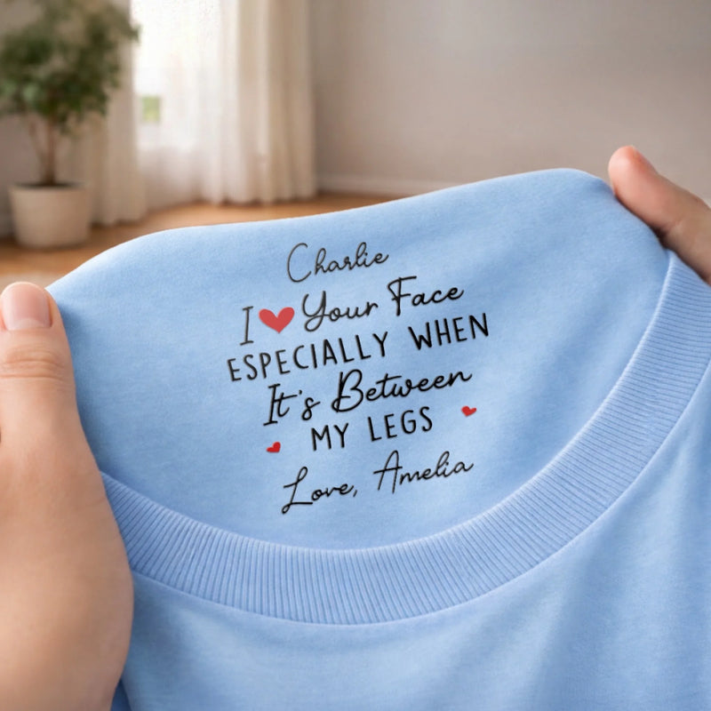 Custom Inside Neck Print T-Shirt - Personalized Anniversary Wedding Gifts For Husband And Wife, Him And Her - Whispered On Neck