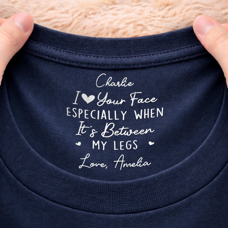 Custom Inside Neck Print T-Shirt - Personalized Anniversary Wedding Gifts For Husband And Wife, Him And Her - Whispered On Neck