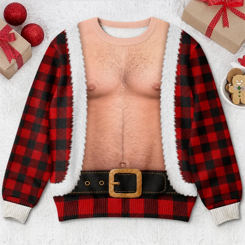 Custom Funny Ugly Sweatshirt - Personalized Christmas Birthday Gifts For Husband, Son, Grandson, Brother, Grandpa, Dad, Yourself - Bringing The Heat In Plaid
