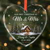 Custom First Christmas Heart Glass Ornament - Personalized Anniversary Christmas Wedding Gifts For Husband And Wife, Him And Her - Mr And Mrs Christmas