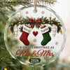 Custom First Christmas Plexiglass Ornament - Personalized Anniversary Christmas Wedding Gifts For Husband And Wife, Him And Her - Love Hanging On Tree