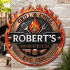 Custom BBQ Shaped Metal Sign - Personalized Grilling Gifts For BBQ Lovers, Husband, Son, Grandson, Brother, Grandpa, Dad, Yourself - Grill Master At Work Today