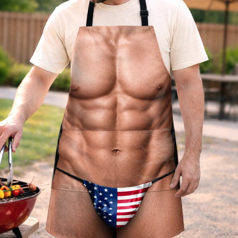 Custom Funny Patriotic Apron With Pocket - Personalized Birthday Gifts For Husband, Son, Grandson, Brother, Grandpa, Dad, Yourself - Cooking Is My Cardio