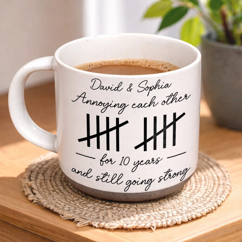 Custom Pottery Mug - Personalized Anniversary Wedding Gifts For Husband And Wife, Him And Her - Forever Annoying Together