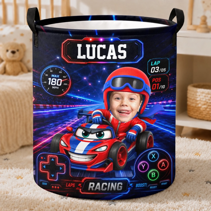 Custom Photo Laundry Basket - Personalized Birthday Gifts For Kids - Player One