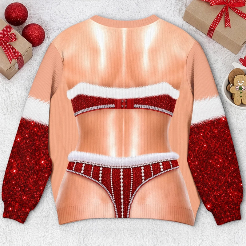 Custom Funny Ugly Sweatshirt - Personalized Christmas Birthday Gifts For Wife, Daughter, Besties, Sisters, Granddaughter, Grandma, Mom, Yourself - Santa’s Glam Favorite