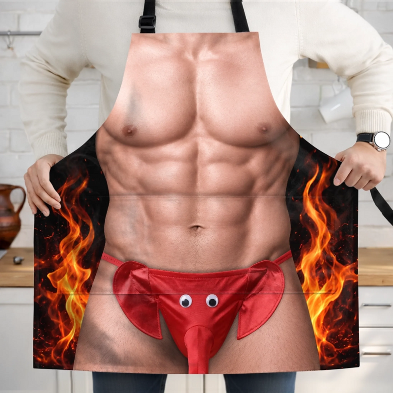 Custom Funny Apron With Pocket - Personalized Birthday Gifts For Husband, Son, Grandson, Brother, Grandpa, Dad, Yourself - Cooking Up Too Much Heat