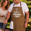 Custom Canvas Apron - Personalized Birthday Gifts For Husband, Son, Grandson, Brother, Grandpa, Dad, Yourself - Powered By Smoke And Fire