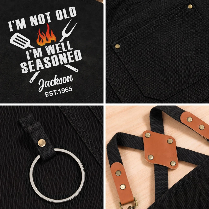 Custom Canvas Apron - Personalized Birthday Gifts For Husband, Son, Grandson, Brother, Grandpa, Dad, Yourself - The GrillFather