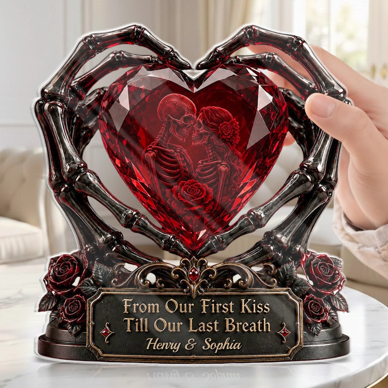 Custom Gothic Skeleton Acrylic Plaque - Personalized Halloween Decor, Anniversary Wedding Gifts For Husband And Wife, Him And Her - Together For Eternal Life Always