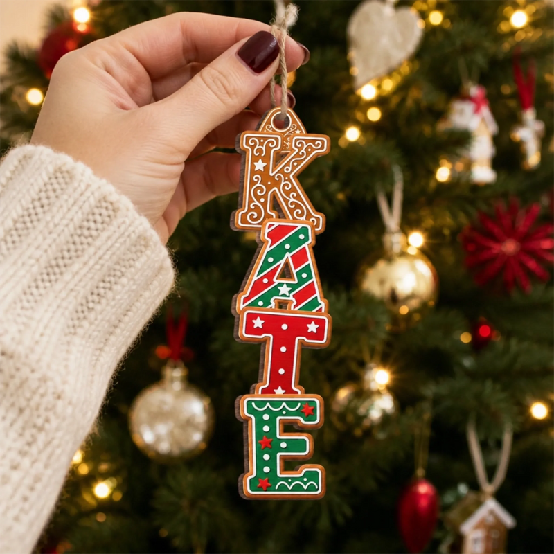 Custom Letter Wooden Ornament - Personalized Christmas Birthday Gifts For Mom, Dad, Brother, Sister - Joy Lives In Togetherness