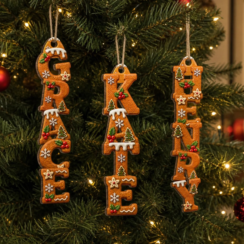 Custom Letter Wooden Ornament - Personalized Christmas Birthday Gifts For Mom, Dad, Brother, Sister - Together Makes The Season Bright