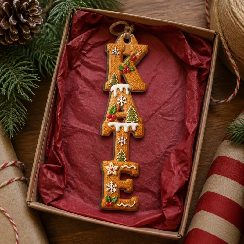 Custom Letter Wooden Ornament - Personalized Christmas Birthday Gifts For Mom, Dad, Brother, Sister - Together Makes The Season Bright