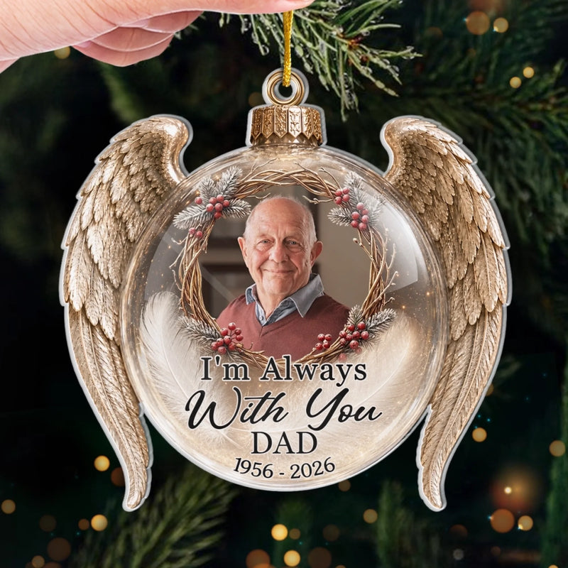 Custom Photo Acrylic Ornament - Personalized Christmas Memorial Sympathy Gifts For Loss Of Mom, Dad - Our Love Keeps You Close