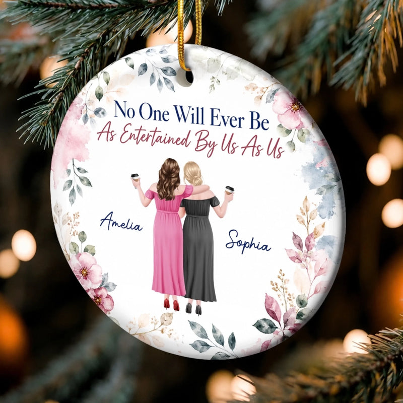 Custom Ceramic Ornament - Personalized Best Friend Christmas Birthday Gifts For Women, Besties, Sisters, BFF - Side By Side Still Together