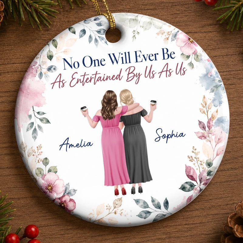 Custom Ceramic Ornament - Personalized Best Friend Christmas Birthday Gifts For Women, Besties, Sisters, BFF - Side By Side Still Together