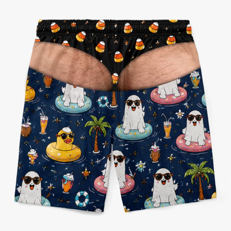 Custom Funny Men Swim Trunks - Personalized Halloween Birthday Gifts For Husband, Son, Grandson, Brother, Grandpa, Dad, Yourself - Too Cool To Boo