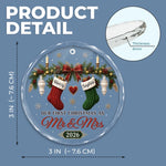 Custom First Christmas Circle Glass Ornament - Personalized Anniversary Christmas Wedding Gifts For Husband And Wife, Him And Her - Love Hanging On Tree