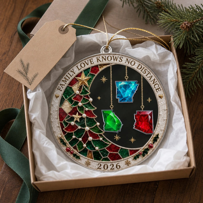Custom Long Distance Acrylic Ornament - Personalized Christmas Birthday Gifts For Mom, Dad, Brother, Sister - Connected By Love