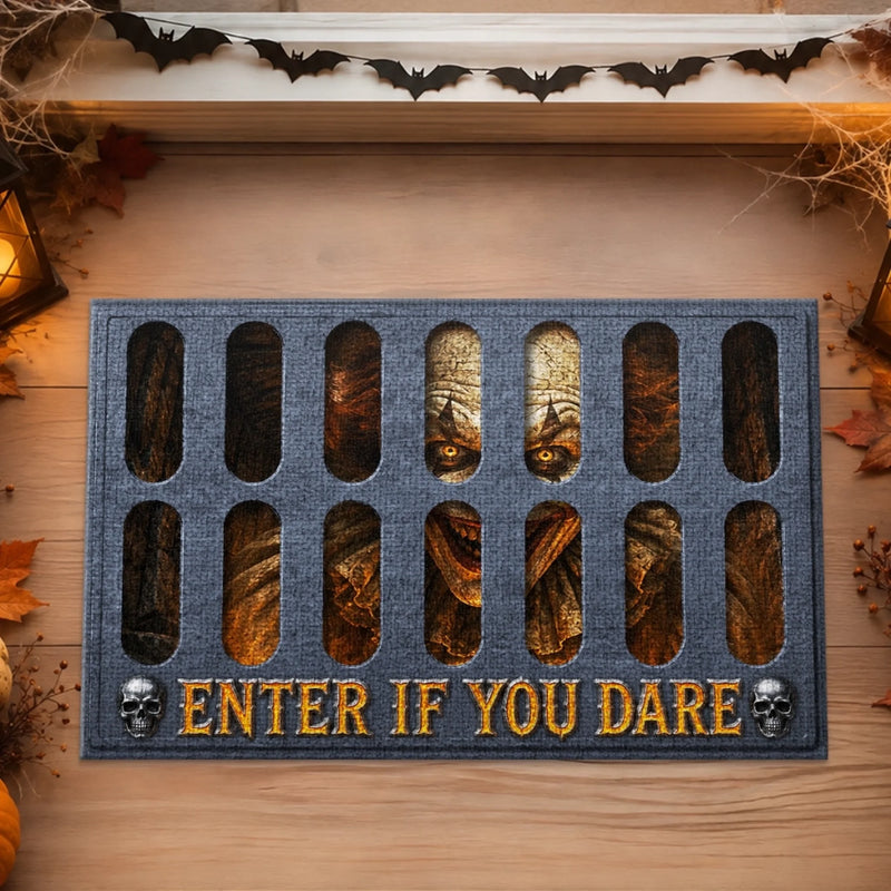 Custom Home Decor Decorative Mat - Personalized Halloween Decor Birthday Gifts For Mom, Dad, Brother, Sister - Scary Clown Watching At Night