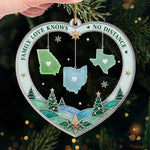 Custom Long Distance Acrylic Ornament - Personalized Christmas Birthday Gifts For Mom, Dad, Brother, Sister - Family Ties Us Together