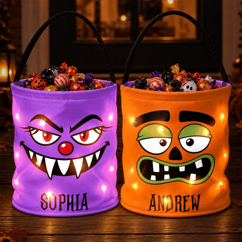 Custom LED Light Bucket Bag - Personalized Halloween Birthday Gifts For Kids - Spooky Little Star