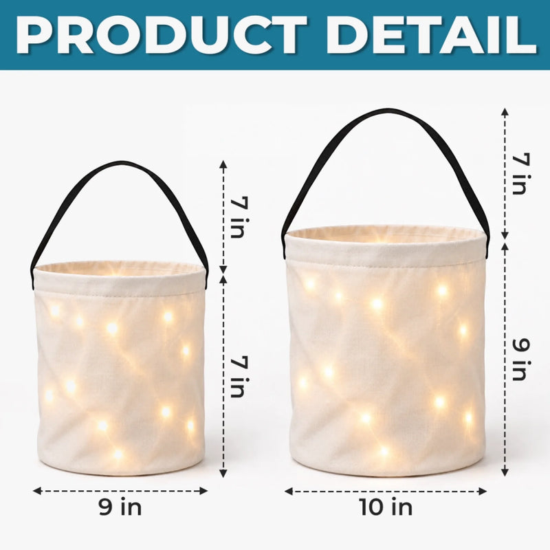 Custom LED Light Bucket Bag - Personalized Halloween Birthday Gifts For Kids - Tiny Boo Magic