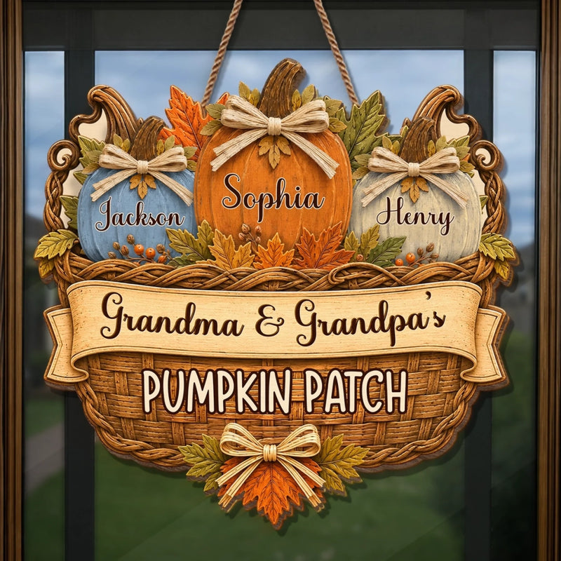 Custom Pumpkin Wood Sign - Personalized Birthday Gifts For Grandma, Grandpa - A Patch Full Of Love