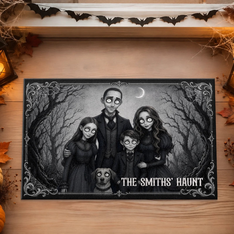Custom Home Decor Decorative Mat - Personalized Halloween Decor Birthday Gifts For Mom, Dad, Brother, Sister - Our Little Family Of Misfits