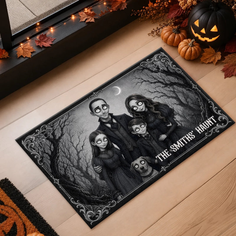 Custom Home Decor Decorative Mat - Personalized Halloween Decor Birthday Gifts For Mom, Dad, Brother, Sister - Our Little Family Of Misfits