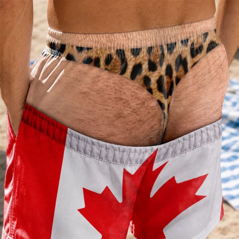 Custom Funny Men Swim Trunks - Personalized Summer Vacation And Travel Gifts For Husband, Son, Grandson, Brother, Grandpa, Dad, Yourself - Caught With Pants Down