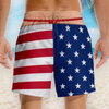 Custom Funny Patriotic Men Swim Trunks - Personalized Summer Vacation And Travel Gifts For Husband, Son, Grandson, Brother, Grandpa, Dad, Yourself - Party Like A Wild Elephant