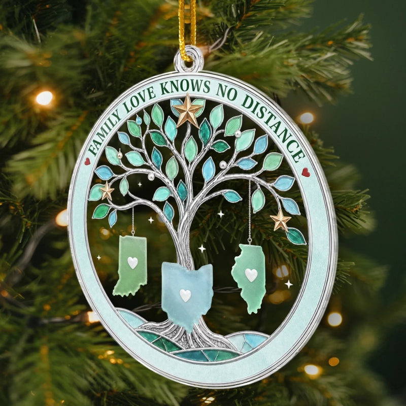 Custom Long Distance Acrylic Ornament - Personalized Christmas Birthday Gifts For Mom, Dad, Brother, Sister - Love Keeps Us Connected