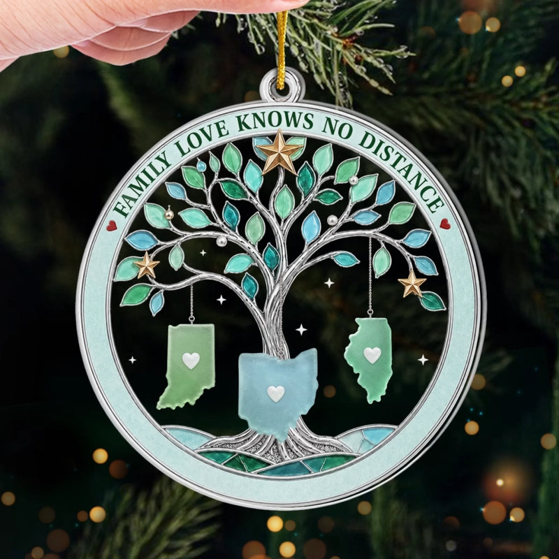 Custom Long Distance Acrylic Ornament - Personalized Christmas Birthday Gifts For Mom, Dad, Brother, Sister - Love Keeps Us Connected