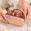 Custom Seersucker Makeup Bag - Personalized Birthday Gifts For Wife, Daughter, Besties, Sisters, Granddaughter, Grandma, Mom, Yourself - Blooming In My Own Way
