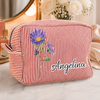 Custom Seersucker Makeup Bag - Personalized Birthday Gifts For Wife, Daughter, Besties, Sisters, Granddaughter, Grandma, Mom, Yourself - Blooming In My Own Way