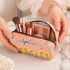 Custom Seersucker Makeup Bag - Personalized Birthday Gifts For Wife, Daughter, Besties, Sisters, Granddaughter, Grandma, Mom, Yourself - Wildflowers In My Heart