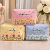 Custom Seersucker Makeup Bag - Personalized Birthday Gifts For Wife, Daughter, Besties, Sisters, Granddaughter, Grandma, Mom, Yourself - Wildflowers In My Heart