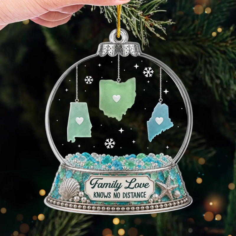 Custom Long Distance Acrylic Ornament - Personalized Christmas Birthday Gifts For Mom, Dad, Brother, Sister - Home Is Where Heart Belongs