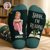 Custom Photo Crew Socks - Personalized Bookish Gifts For Book Lovers, Bookworms, Readers - Book Lover Floral Bliss