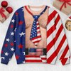 Custom Funny Ugly Sweatshirt - Personalized America 250th Anniversary Christmas Gifts For Husband, Son, Grandson, Brother, Grandpa, Dad, Yourself - A Christmas Full Of Freedom