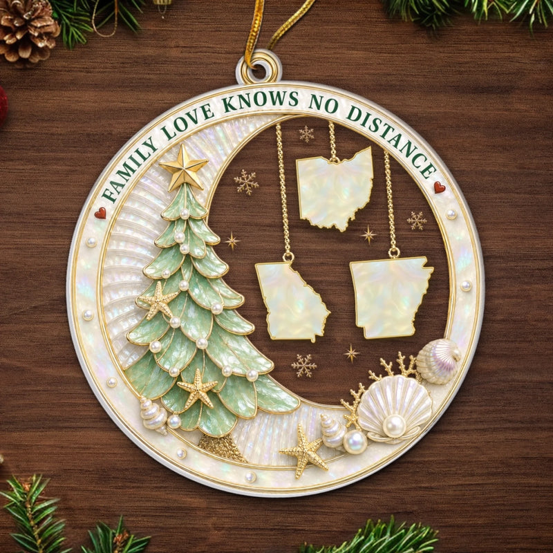 Custom Long Distance Acrylic Ornament - Personalized Christmas Birthday Gifts For Mom, Dad, Brother, Sister - Our Love Is The Greatest Treasure