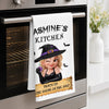 Custom Kitchen Towel - Personalized Halloween Birthday Gifts For Wife, Daughter, Besties, Sisters, Granddaughter, Grandma, Mom, Yourself - Too Glam To Be Scary