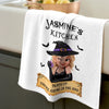 Custom Kitchen Towel - Personalized Halloween Birthday Gifts For Wife, Daughter, Besties, Sisters, Granddaughter, Grandma, Mom, Yourself - Too Glam To Be Scary