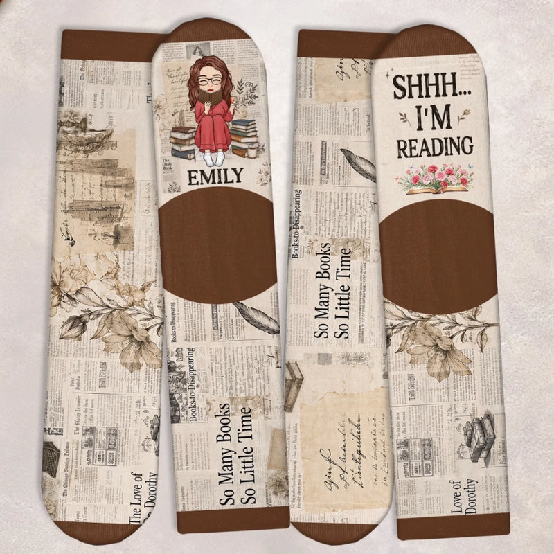 Custom Crew Socks - Personalized Bookish Gifts For Book Lovers, Bookworms, Readers - Do Not Disturb I Am Reading