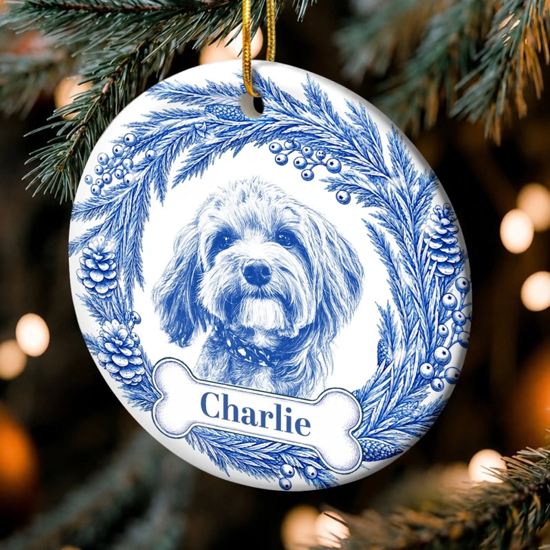 Custom Photo Ceramic Ornament - Personalized Pet Christmas Memorial Sympathy Gifts For Dogs, Cats - Forever Loved Always Remembered
