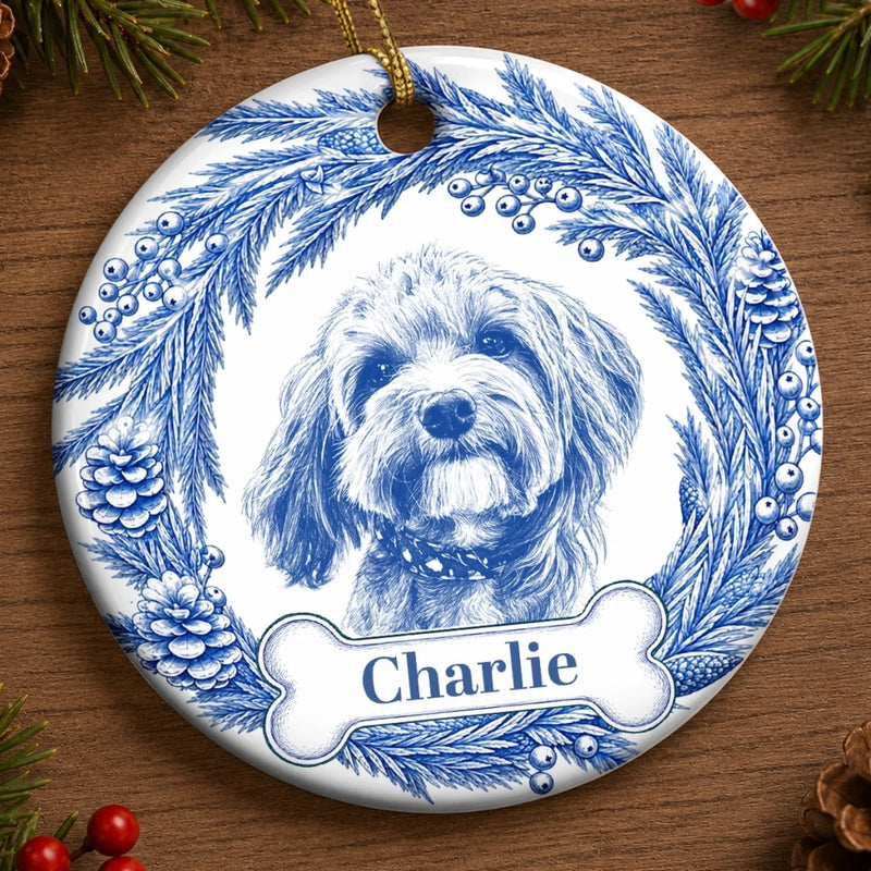 Custom Photo Ceramic Ornament - Personalized Pet Christmas Memorial Sympathy Gifts For Dogs, Cats - Forever Loved Always Remembered