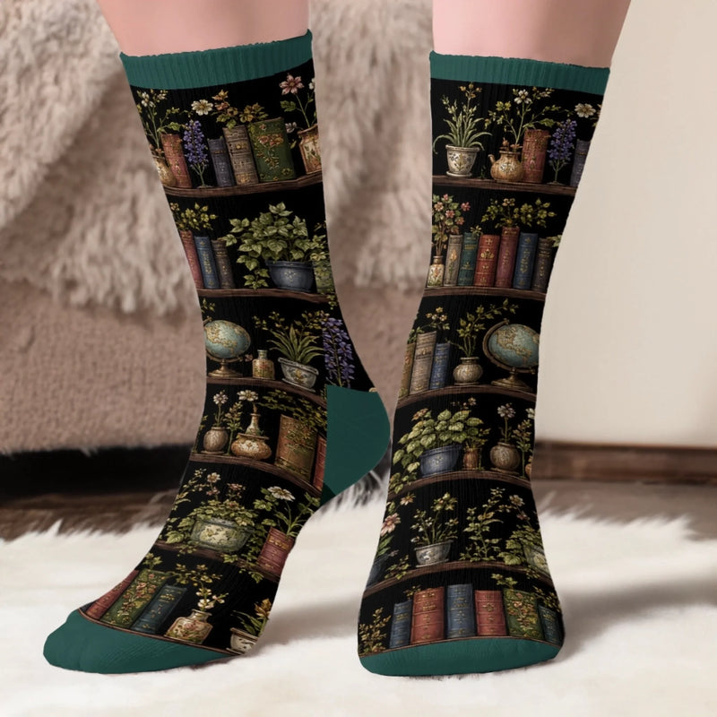Custom Crew Socks - Personalized Bookish Gifts For Book Lovers, Bookworms, Readers - Quiet Time In My Happy Place