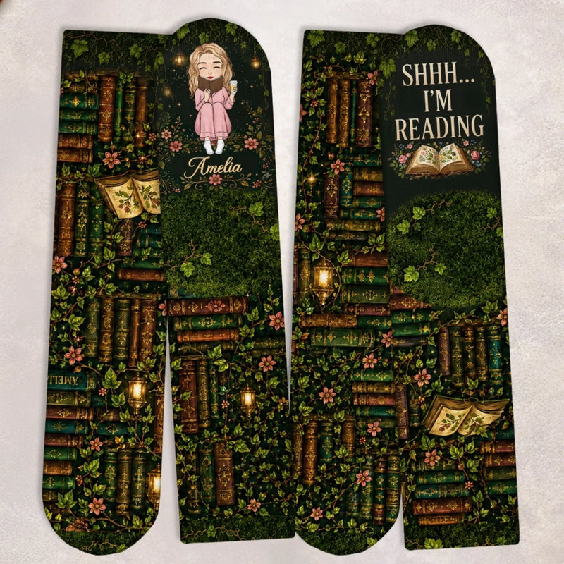 Custom Crew Socks - Personalized Bookish Gifts For Book Lovers, Bookworms, Readers - Living Inside A Fictional Story